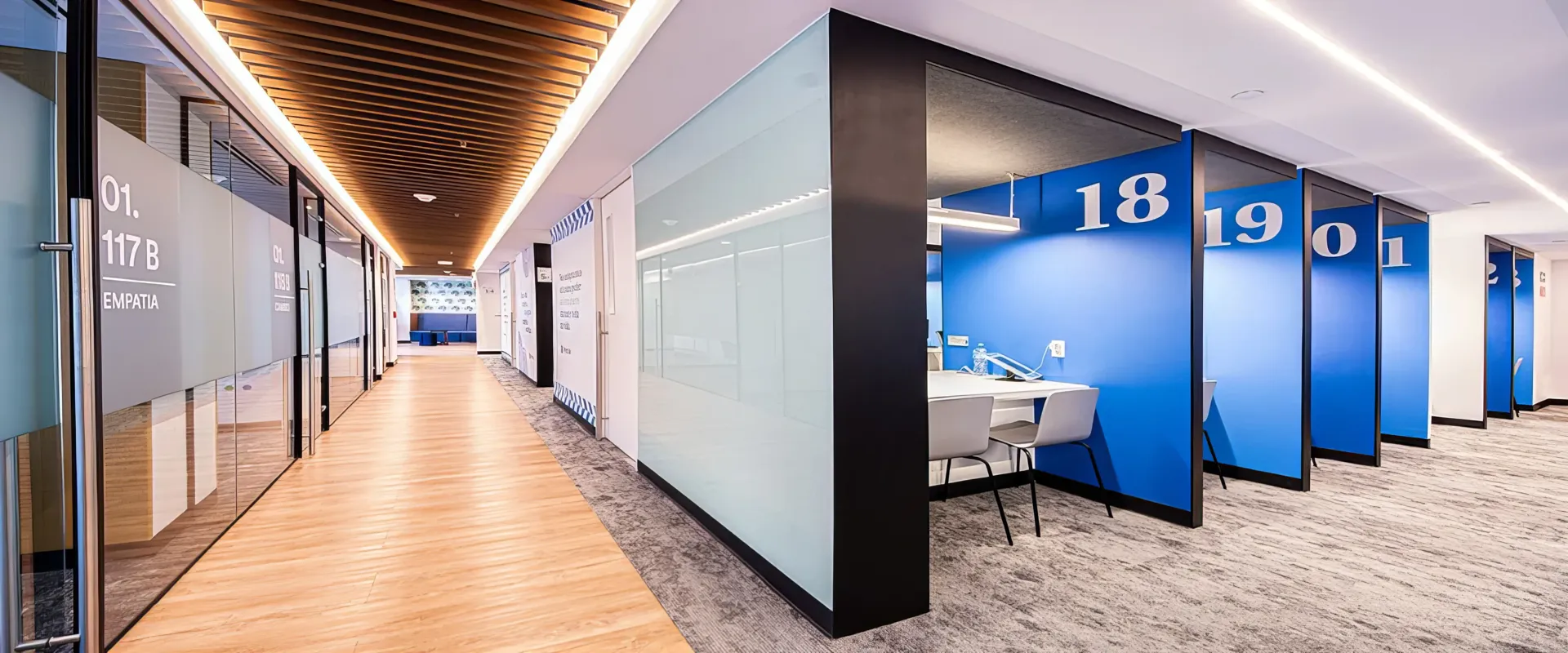 High-specification acoustic glass office partitions